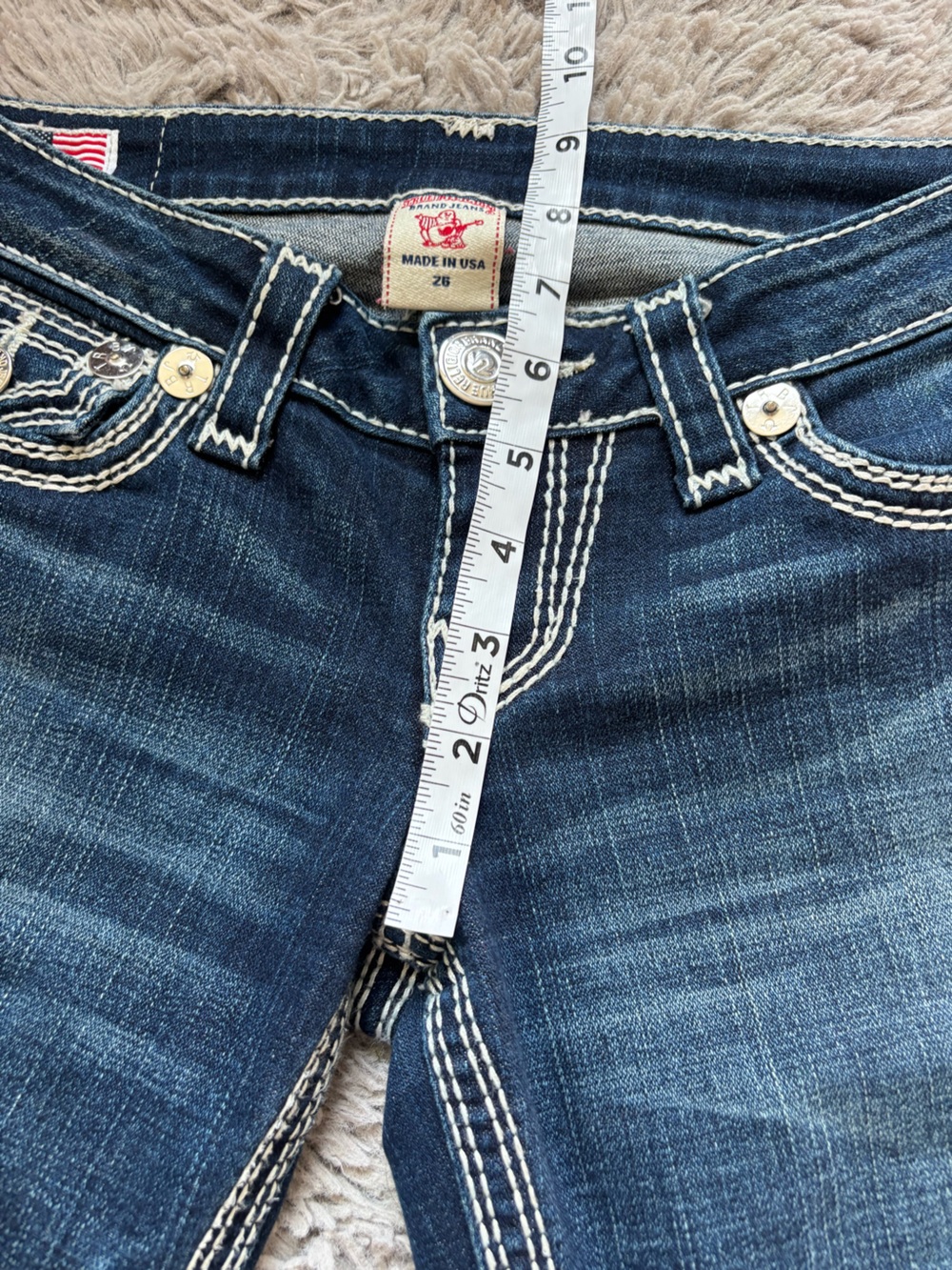 EUC True Religion Y2K Billi Big QT Boot Cut Jeans with White Stitching 26 - Picture 9 of 13